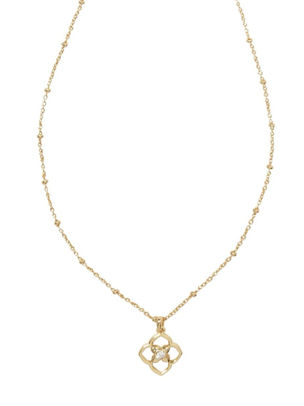 KENDRA SCOTT Goldtone Iris White Diamond Pendant Necklace NWOT